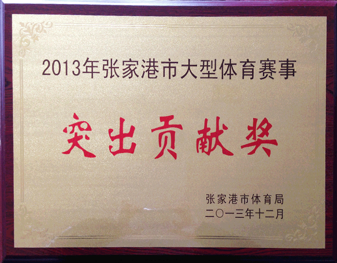 2013年张家港市大型体育赛事突出贡献奖